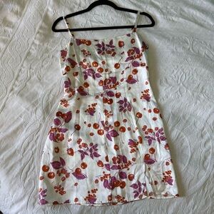 Reformation Jasmin 100% Silk Cherry Print Slip Party Dress Spring Sunmer Leaves